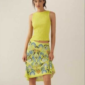 Anthropologie x Farm Rio Satin Slip Skirt
